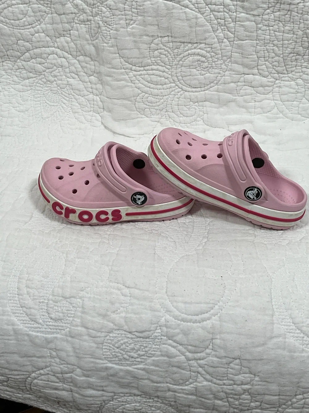 CROCS Kids' Light Pink Classic Clog with Pink & White Trim